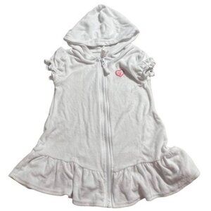 Pink Platinum Swim Cover Girls Size 3T White Terry Hooded Short